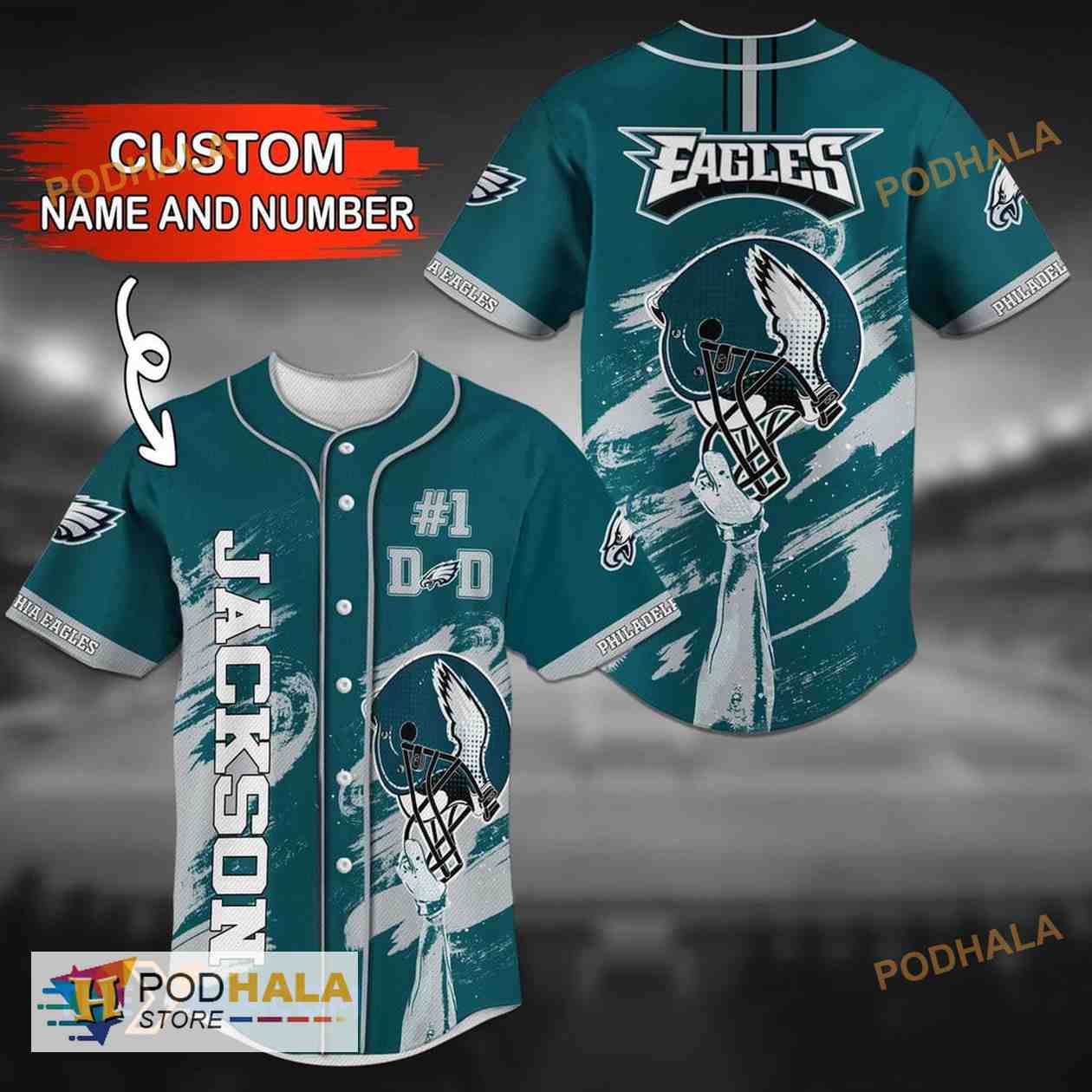 Personalized Name Philadelphia Eagles NFL 3D Baseball Jersey Shirt