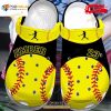 Personalized Name Number Softball Player Black Yellow Crocs Classic Clog Shoes