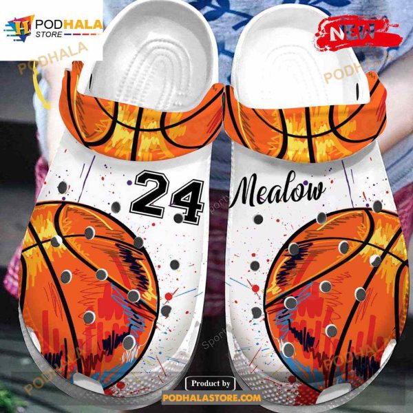 Personalized Name Number Watercolor Basketball Crocs Classic Clog Shoes