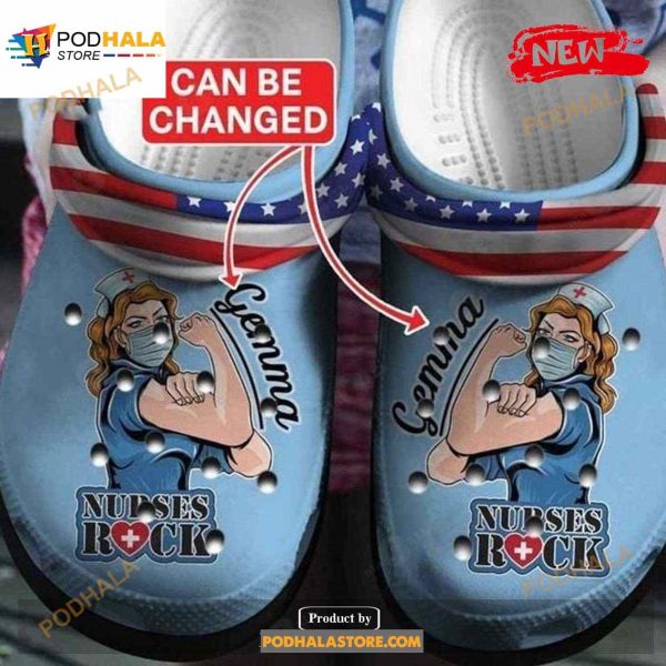 Personalized Name Nurse Rock Proudly Nurse Proud Crown Save Lifenurse Crocs Shoes
