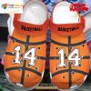 Personalized Name Orange Basketball Ball Leather Crocs Classic Clog Shoes