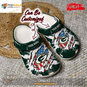 Personalized Name Packers Crocs Gpackers Football Ripped American Flag Clog Shoes