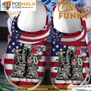 Personalized Name Patriotic Flag Veteran 3D Crocs