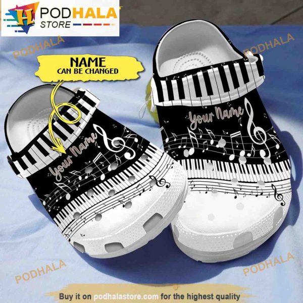 Personalized Name Piano Music Gifts 3D Crocs Clog Shoes