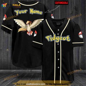 Personalized Name Pidgeot Pokemon 3D Baseball Jersey