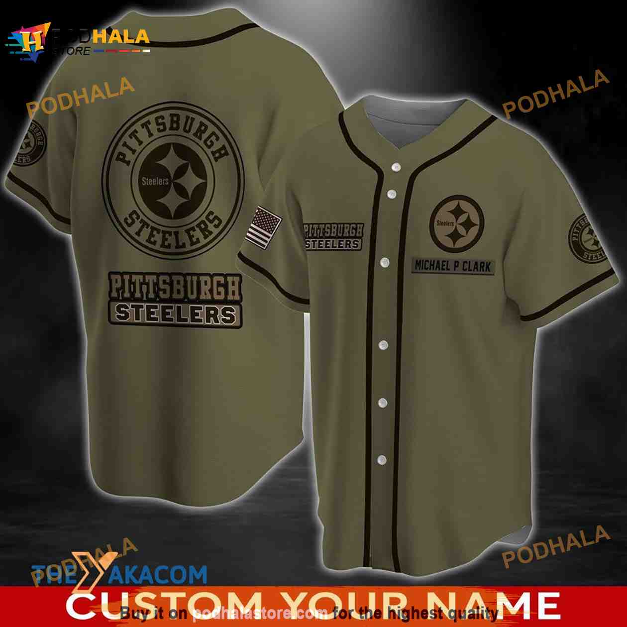 Personalized Name Pittsburgh Steelers NFL 3D Baseball Jersey Shirt