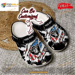 Personalized Name Raiders Crocs Lv Raiders Football Ripped American Flag Clog Shoes