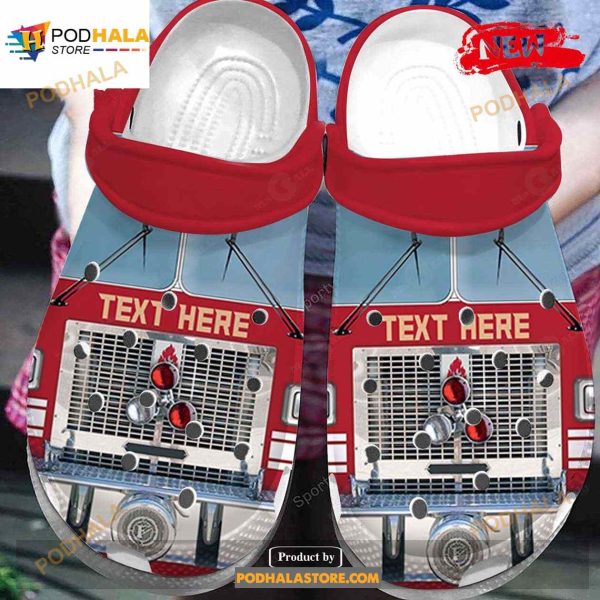Personalized Name Red Firetruck – Firefighter Crocs Classic Clog Shoes