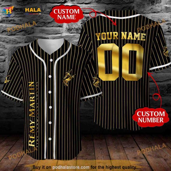 Personalized Name Remy Martin Cognac Pinstripe Unisex 3D Baseball Jersey
