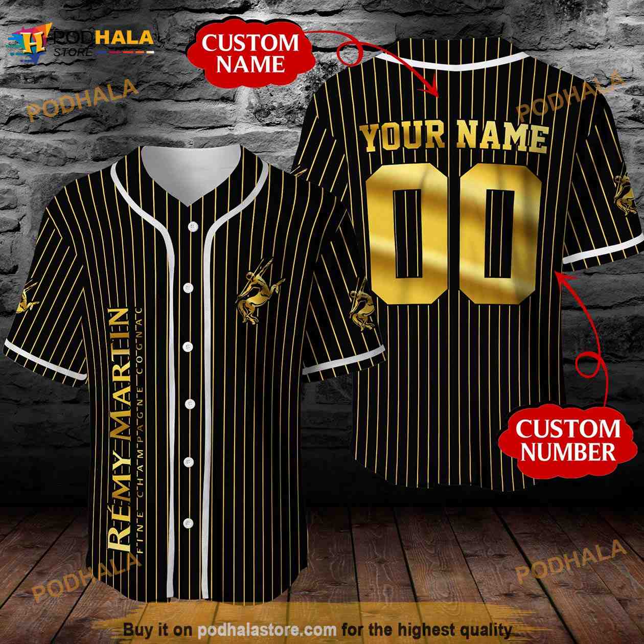 Personalized Name Remy Martin Cognac Pinstripe Unisex 3D Baseball