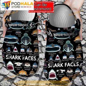 Personalized Name Shark Faces Funny 3D Crocs