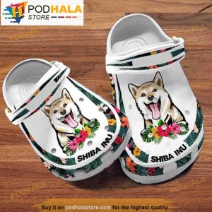 Personalized Name Shiba Inu Hibiscus Funny Dog 3D Crocs