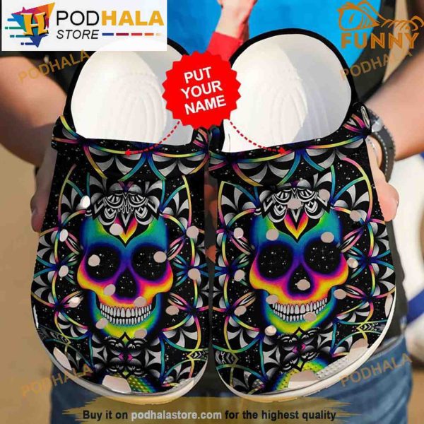 Personalized Name Skull Neon 3D Crocs