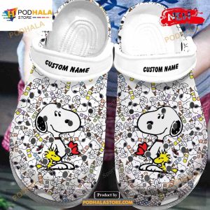 Personalized Name Snoopy White Crocs Classic Clog Shoes