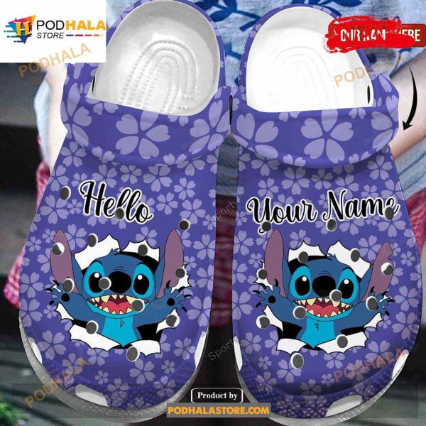 Personalized Name Stitch Hello So Cute Kids Crocs Classic Clog Shoes