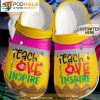 Personalized Name Teacher 3D Crocs Peace Love Teach