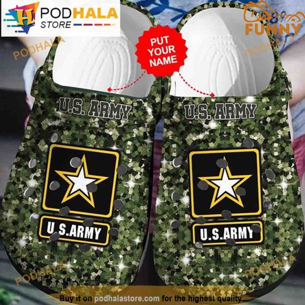 Personalized Name Us Army Veteran 3D Crocs