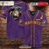 Personalized Name Us Marine Purple Baseball Jersey Shirt
