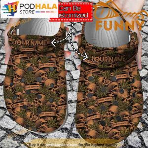 Personalized Name Vintage Canabis Skull 3D Crocs