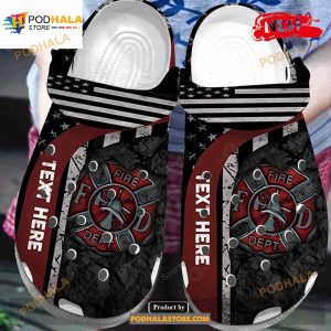 Personalized Name Vintage Fire Dept Firefighter Crocs Classic Clog Shoes