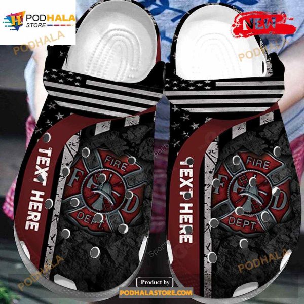 Personalized Name Vintage Fire Dept Firefighter Crocs Classic Clog Shoes