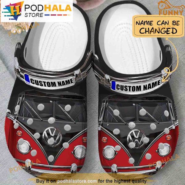 Personalized Name Volkswagen Campervan Red 3D Crocs