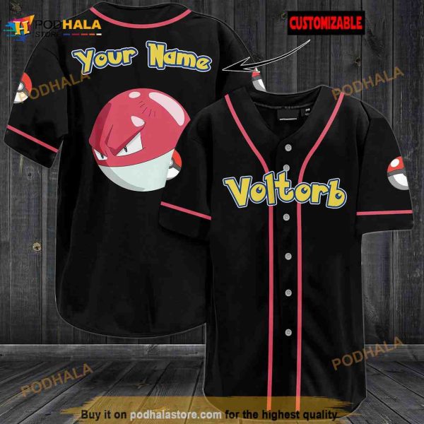 Personalized Name Voltorb Pokemon 3D Baseball Jersey