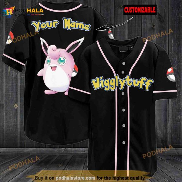 Personalized Name Wigglytuff Pokemon 3D Baseball Jersey