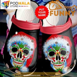Personalized Name Winter Christmas Skull 3D Crocs