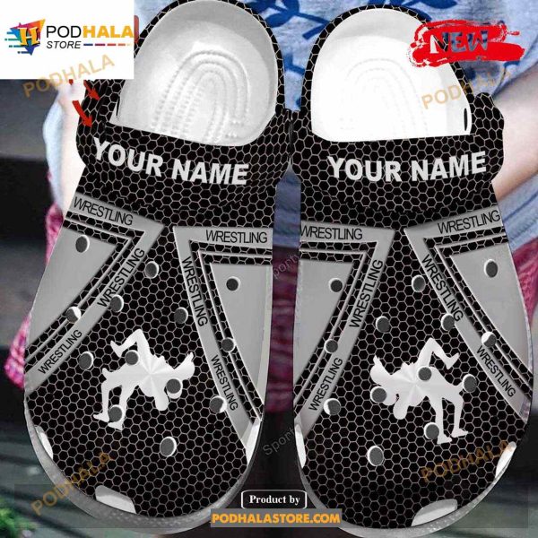 Personalized Name Wrestling Steel Black Grey Crocs Classic Clog Shoes