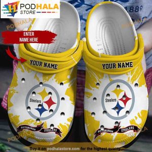 Personalized Name Yellow Pittsburgh Steelers 3D Crocs