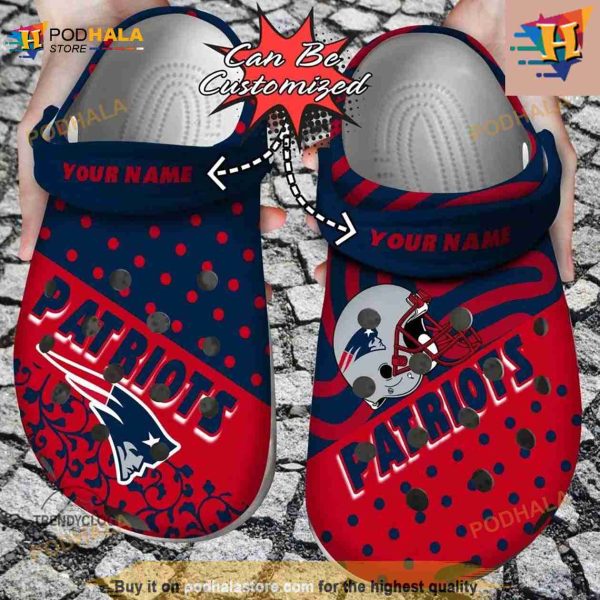 Personalized New England Patriots Polka Dots Colors Crocs Clog Shoes