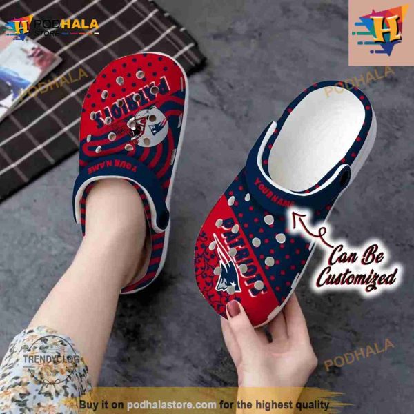 Personalized New England Patriots Polka Dots Colors Crocs Clog Shoes