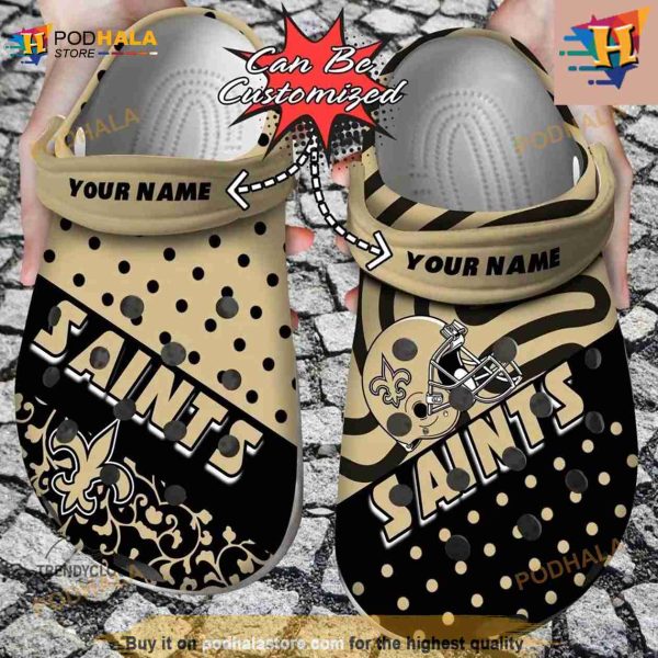 Personalized New Orleans Saints Polka Dots Colors Crocs Clog Shoes