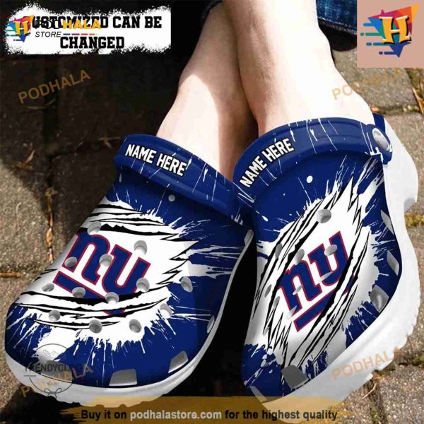 Personalized New York Giants Football Ripped Claw Crocs Clog Shoes