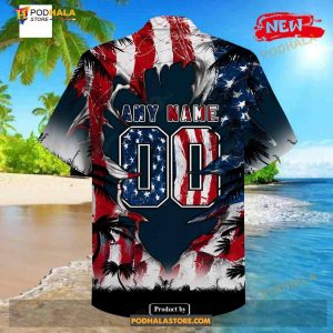Personalized Nfl Houston Texans Us Flag Demon Face Funny Hawaiian Shirt 2
