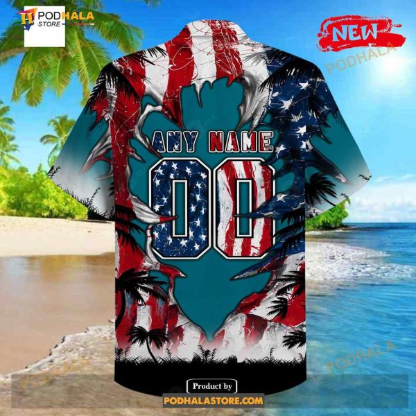 Personalized NFL Jacksonville Jaguars US Flag Demon Face Funny 3D NFL Hawaiian Shirt