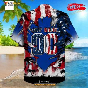 Personalized Nfl Los Angeles Rams Us Flag Demon Face Funny Hawaiian Shirt 2