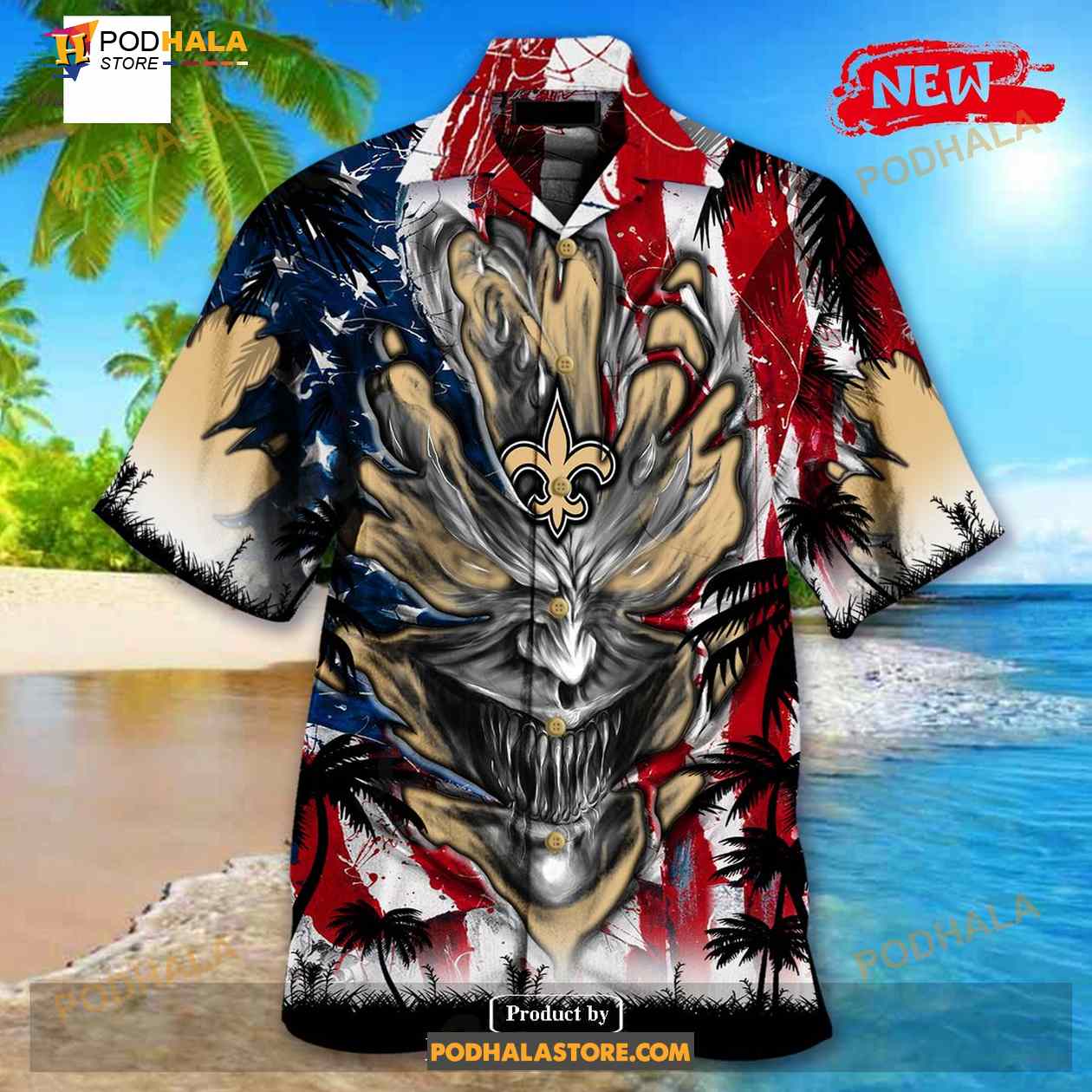Personalized NFL New Orleans Saints US Flag Demon Face Funny 3D NFL  Hawaiian Shirt - Bring Your Ideas, Thoughts And Imaginations Into Reality  Today