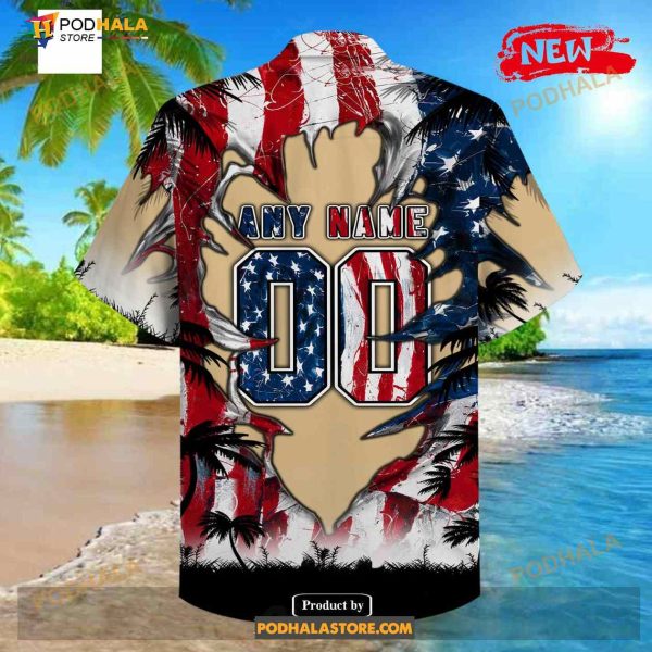 Personalized NFL New Orleans Saints US Flag Demon Face Funny 3D NFL Hawaiian Shirt