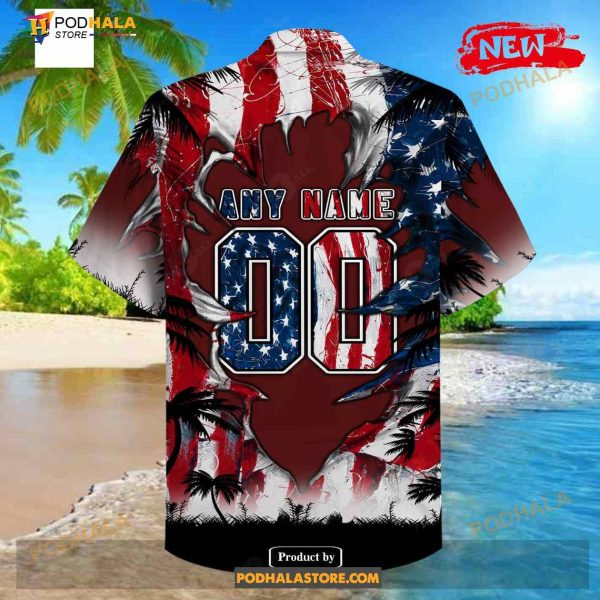 Personalized NFL Washington Redskins US Flag Demon Face Funny 3D NFL Hawaiian Shirt