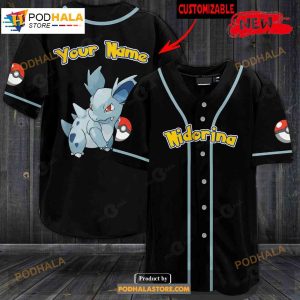Personalized Nidorina Black Baseball Jersey