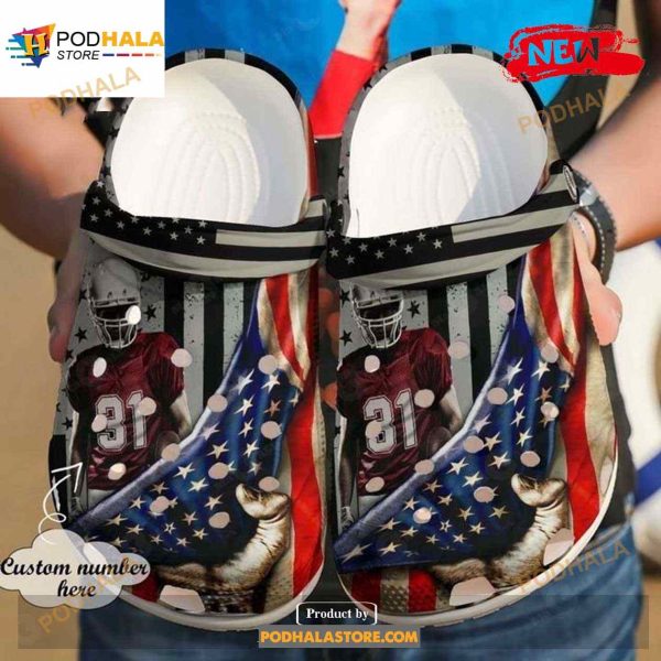 Personalized Number Football American Crocs Clog Shoes
