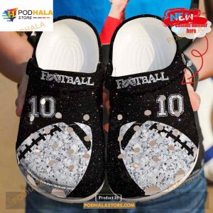 Personalized Number Football Ball Diamond Crocs Clog Shoes