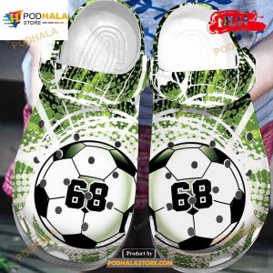 Personalized Number Green Soccer Crocs Classic Clog Shoes