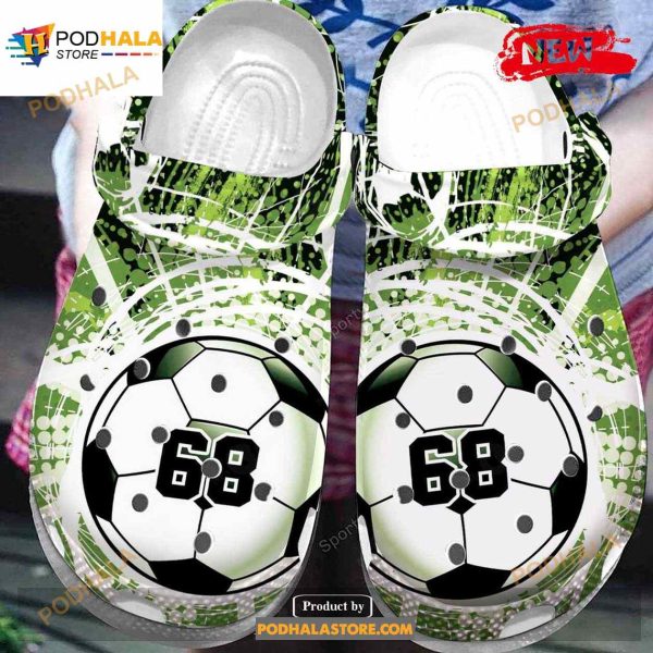 Personalized Number Green Soccer Crocs Classic Clog Shoes