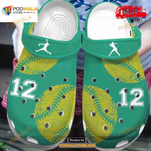 Personalized Number Love Softball Crocs Classic Clog Shoes