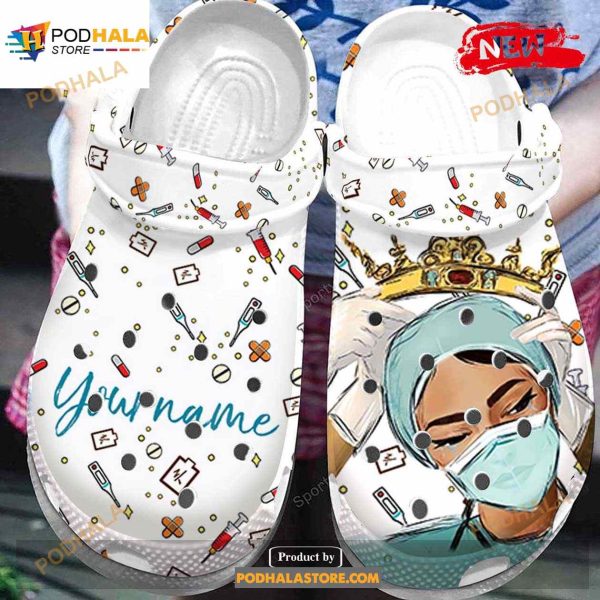 Personalized Number Nurse Queen Crocs Classic Clog Shoes