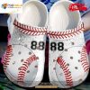 Personalized Number Simple White Baseball Crocs Classic Clog Shoes