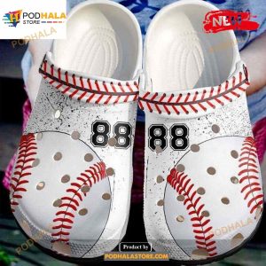 Personalized Number Simple White Baseball Crocs Classic Clog Shoes